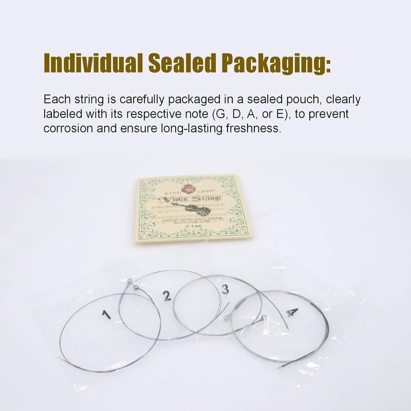 Cheerock 2 Sets Violin Strings, Universal Nickel-plated Steel Strings G-D-A-E for 4/4 3/4 1/2 1/4 Size Violins, Medium Tension with Ball End, Responsive, Improve Tone & Playability - Image 5